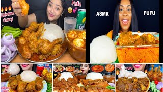 NIGERIAN DISH FUFU WITH SPICY CHICKEN CURRYAND SPICY EGG CURRYSPICY CHILLIES EATINGEATING SHOWmk [upl. by Aerdnac]