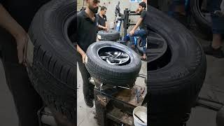 Tubeless tyre change  mechanic  new tyres  automobile dubai car technology hydraulic wheels [upl. by Ander502]