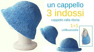 TUTORIAL Cappello rafia ritortacrochet hatlafatatuttofare [upl. by Grega]