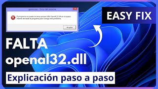 El programa no puede iniciarse porque falta openal32dll en el equipo SOLUCIÓN 2024 [upl. by Pedro]