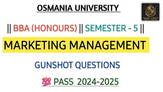 MARKETING MANAGEMENT  BCOM  HONOURS  SEMESTER  5  OSMANIA UNIVERSITY shivanipallela [upl. by Binni]