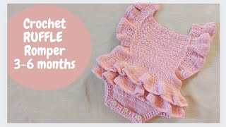 Crochet Ruffle Romper How to crochet a baby romper 36 months crochet winterdresses [upl. by Nunci]