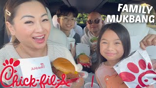 Chick Fil A Casual Family CAR Mukbang Most popular Chick FitA Meals  NE Lets Eat [upl. by Llertnauq]