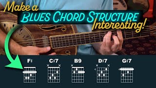 Ideas for making a blues chord structure sound more interesting Guitar Lesson  EP588 [upl. by Itnavart]