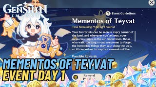 How To Play Mementos Of Teyvat Event Guide Day 1  Genshin Impact 50 [upl. by Mcnutt]