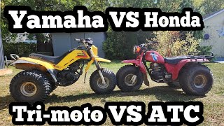 Honda Vs Yamaha ATC 200 Big Red vs Trimoto 225DX  3 Wheeler Race  NOT What We Expected [upl. by Nolte698]