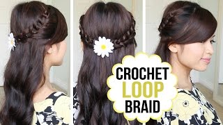 Crochet Loop Braid Hair Tutorial  Half Updo Prom Hairstyle [upl. by Kelton]