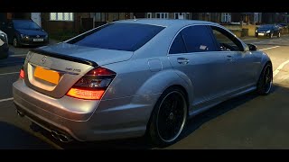 Mercedes S65 AMG V12 BITURBO cold start straight pipe resenator removed LOUD [upl. by Acirehs]