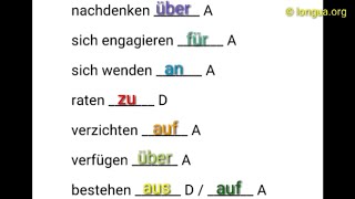 Verb mit Präposition nachdenken über sich engagieren für sich wenden an raten zu verzichten auf [upl. by Ecnaled]