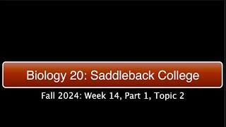 Saddleback Biol 20 Fall 2024  Week 14 Part 1 Topic 2 [upl. by Chapnick]