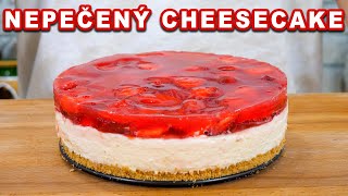 Nepečený cheesecake s jahodovým želé  Viktor Nagy  recepty [upl. by Cheng]