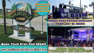 Mardi Gras Parade 2024 At Camp Margaritaville Crystal Beach Texas [upl. by Cassandre]