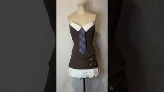 Sewing a skirt out of FABRIC SCRAPS to match this corset top sewing sewingtiktok sewingtutorial [upl. by Aziul]