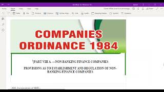 NBFC  Company Ordinance 1984  Lecture no 40 [upl. by Selia243]