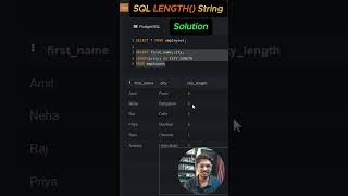 SQL LENGTH String coding shorts sqlqueries sql programming [upl. by Germaine724]