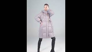 Womens lightweight padded quilted jacket long puffer clothes goose down Fleeced cloth coats 2410315 [upl. by Adekam]