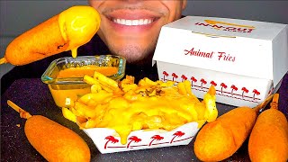 ASMR Corn Dogs Animal Style Fries with Cheese Sauce Mukbang Big Bites Jerry Eating Relaxing Tapping [upl. by Sommers253]