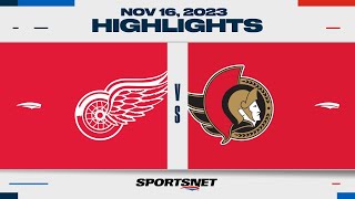 NHL Highlights  Red Wings vs Senators  November 16 2023  Global Series Sweden [upl. by Dressel]