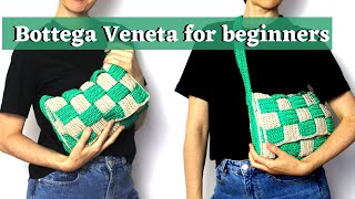 Crochet Checkered Baguette BagHow to Crochet a Small Bag for Beginners Step by Step [upl. by Gayl496]