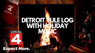 12 HOURS Christmas Fireplace Yule Log with Holiday Music From Detroit [upl. by Nellahs]