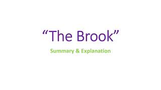 quotThe Brookquot  Summary amp Explanation  Literature Reader  Interact in English  CBSE  Class IX [upl. by Primalia]