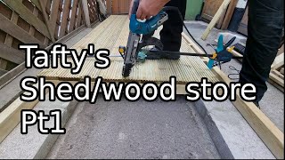 Taftys shedwood store build Pt1  Build the base Hikoki framing nailer Makita collated screw gun [upl. by Carma318]