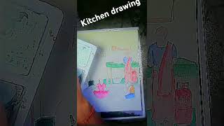 kitchen drawing for watercolor 🖌️ drawing kitchen [upl. by Longmire510]