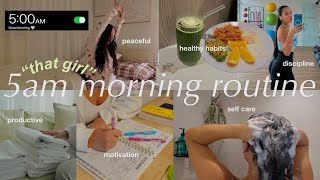 5AM morning routine 🌱 how to change your life become THAT girl productive planning healthy habits [upl. by Elatia]