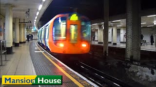 Mansion House  Circle  District lines  London Underground  S7 Stock [upl. by Llebana]