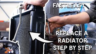 How to REPLACE a RADIATOR on a iseki tractor STEP by STEP  TRACPARTZ [upl. by Reffinnej]