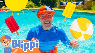 Swimming Pool Games With Blippi  Blippi  Sports amp Games Cartoons for Kids [upl. by Gignac]