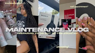 1000 MAINTENANCE VLOG  PREP FOR VACATION  shopping knotless braids wax brows nails appt more [upl. by Surtimed]