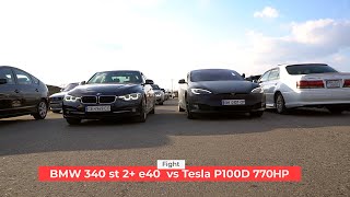 BMW 340 st 2 e40 vs Tesla P100D 770HP [upl. by Pinsky]