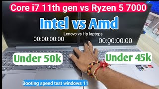 amd vs intel processor  core i7 11th gen vs ryzen 5 7520u  booting speed test windows 11  amd cpu [upl. by Ainwat]