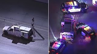 FULL CHASE Suspect rams police cars runs across 91 Freeway [upl. by Devondra512]