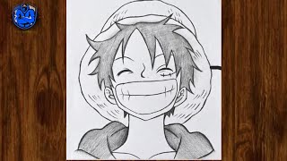 How to draw Monkey D Luffy  Easy anime drawing step by step  Easy drawing ideas for beginners [upl. by Carey]