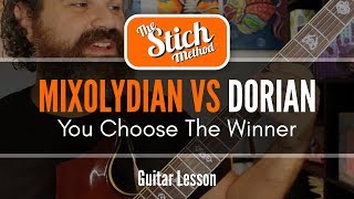 Modes Mixolydian VS Dorian Guitar Lesson [upl. by Ihel]