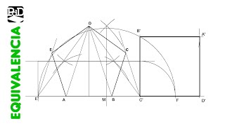 Cuadrado equivalente a un Pentágono  Equivalencia Dibujo Técnico [upl. by Blynn]