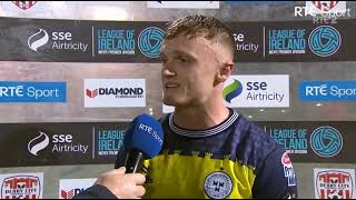 MAN OF THE MATCH JJ LUNNEY  DERRY CITY V SHELBOURNE  2024 AIRTRICITY LEAGUE OF IRELAND  RTE SPORT [upl. by Nhguavoj202]