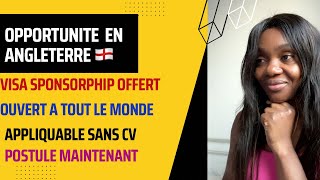 Opportunité en Angleterre avec visa sponsorship offert dépêche toi à postuler maintenant visa [upl. by Harlamert893]