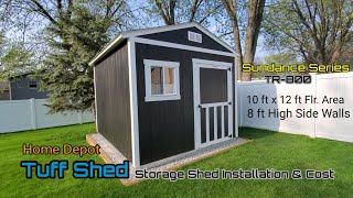 Tuff Shed Storage Shed Installation and Cost  10 x 12 Floor Area  8 High Side Walls [upl. by Darnok781]