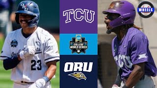 TCU vs Oral Roberts  Elimination Game College World Series  2023 College Baseball Highlights [upl. by Rothberg]