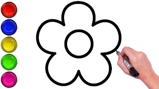 How To Draw Flower  Easy Flower Drawing Painting Coloring For Kids And Toddlers  My Magic Art [upl. by Ibmat486]