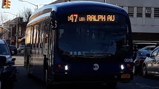 MTA Bus  2017 Proterra BE40 On The B47  Ralph Avenue amp Broadway [upl. by Shimberg]