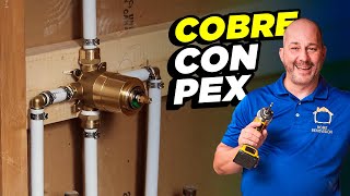 Cómo instalar cobre en Pex  Plomería de ducha y baño [upl. by Maxy107]