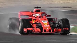 Antonio Giovinazzi Developing 2019 Pirelli F1 Wet Tires w a Ferrari SF71H [upl. by Netsruk]