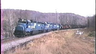 6 exEL SD452s in 8th notch on a coal train Carroltown amp Cresson PA 11131990 [upl. by Anrat]