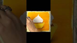 Painting a Delicious Yellow Cupcake Acrylic Speed Art  Homemade Illustration [upl. by Catt574]