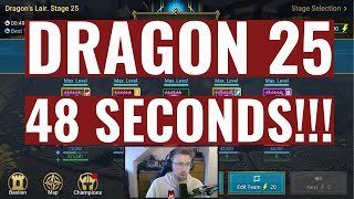 AMAZING 48 SECONDS Dragon 25  100 Win rate speed run Armiger  Raid Shadow Legends [upl. by Nerte]