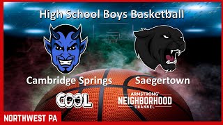 High School Boys Basketball Cambridge Springs vs Saegertown Jan 19 2023 [upl. by My]